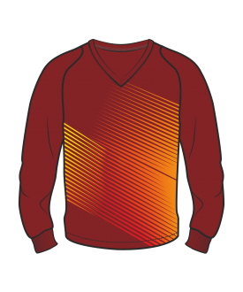 Футболка с длинным рукавом 208 рукав фигурный реглан расцветка2 красная